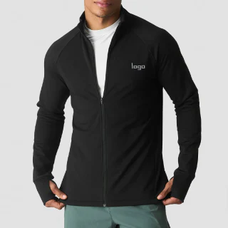 Men's zip-up long-sleeve polyester/spandex jacket · 1