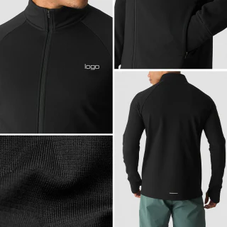 Men's zip-up long-sleeve polyester/spandex jacket · 3