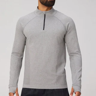 T-shirt da uomo a maniche lunghe con zip a un quarto · 1