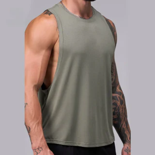 Camiseta sin mangas de secado rápido de poliéster/spandex para hombre · 1