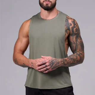 Camiseta sin mangas de secado rápido de poliéster/spandex para hombre · 4