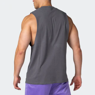 Camiseta sin mangas de algodón pesado con lavado ácido para hombre · 6