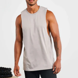 Kundenspezifisches, atmungsaktives Gym-Tanktop aus athletischem Baumwoll-Spandex im Großhandel für Herren · 2
