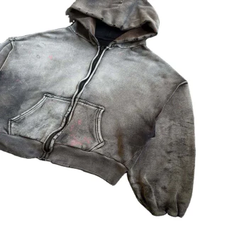 Schwerer Herren-Kapuzenpullover aus Acid-Wash-Baumwolle · 2