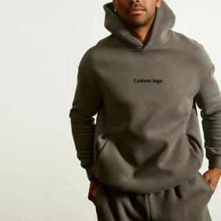 Übergroßer, schwerer Herren-Kapuzenpullover aus Baumwolle/Polyester · 350 g/m² · 1