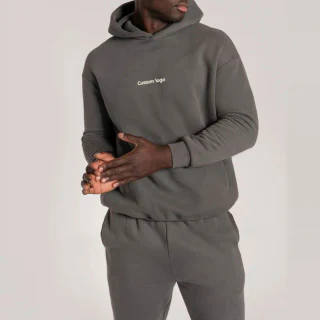Übergroßer, schwerer Herren-Kapuzenpullover aus Baumwolle/Polyester · 350 g/m² · 2