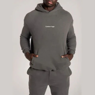 Übergroßer, schwerer Herren-Kapuzenpullover aus Baumwolle/Polyester · 350 g/m² · 3
