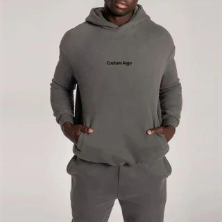 Übergroßer, schwerer Herren-Kapuzenpullover aus Baumwolle/Polyester · 350 g/m² · 5