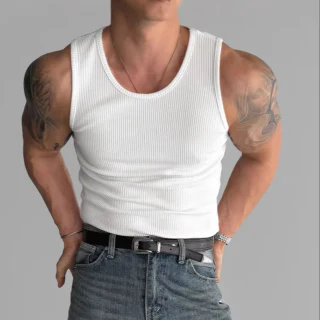 Camiseta de tirantes de algodón sin mangas para hombre · 230 GSM · 1