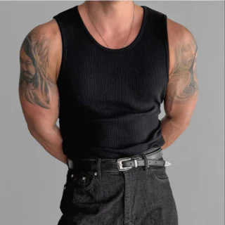 Camiseta de tirantes de algodón sin mangas para hombre · 230 GSM · 2