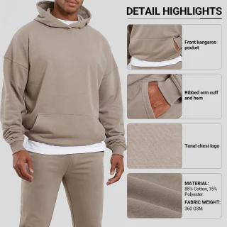 Felpa con cappuccio oversize da uomo in cotone · 2