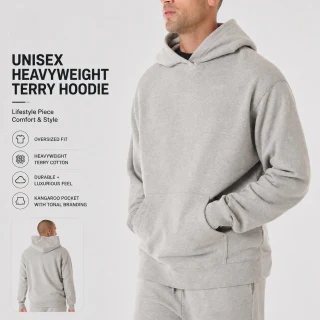 Unisex-Kapuzenpullover aus schwerer, übergroßer Baumwolle · 2