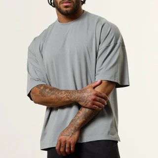 Camiseta masculina oversized de algodão/elastano · 1