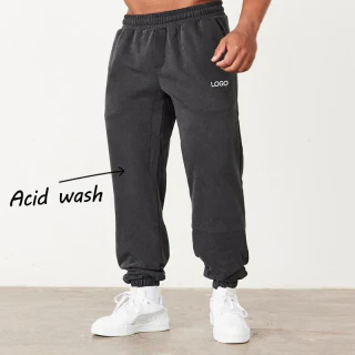 Pantalon homme oversize en coton épais délavé à l'acide · 1