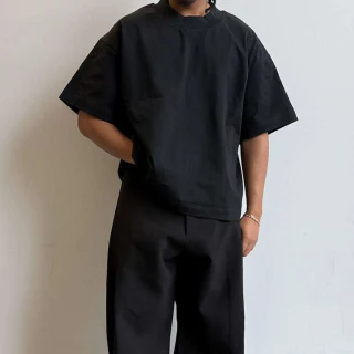 เสื้อยืดผ้าฝ้ายเนื้อหนาทรงหลวมสำหรับผู้ชาย · 4