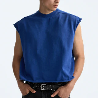 Men's boxy-fit sleeveless cotton tank top · 1