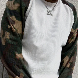 Men's waffle-knit long-sleeve T-shirt · 1