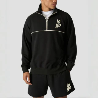 Men's quarter-zip cotton/polyester hoodie · 1