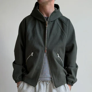 Heavyweight waffle-knit hoodie · 2