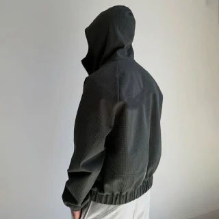 Heavyweight waffle-knit hoodie · 3