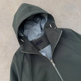 Heavyweight waffle-knit hoodie · 4