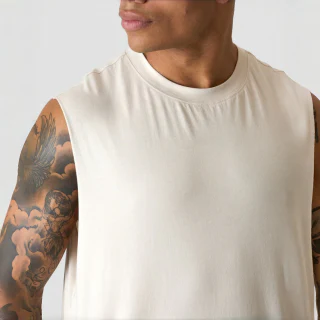 Camiseta sin mangas de algodón pesado con lavado ácido para hombre · 2