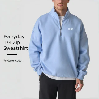 Men's quarter-zip cotton/polyester hoodie · 1