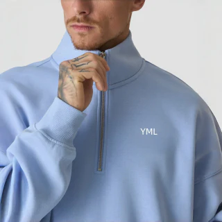 Men's quarter-zip cotton/polyester hoodie · 3