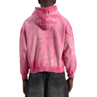 Übergroßer, schwerer Herren-Kapuzenpullover aus Acid-Wash-Baumwolle · 2