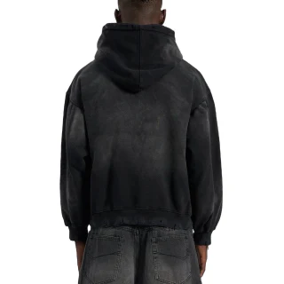 Übergroßer, schwerer Herren-Kapuzenpullover aus Acid-Wash-Baumwolle · 3
