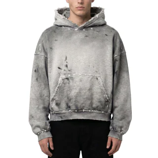 Felpa con cappuccio oversize da uomo in cotone pesante · 1