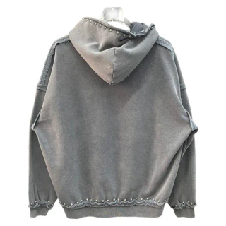 Herren-Kapuzenpullover aus Baumwolle mit Säurewaschung und Reißverschluss · 4