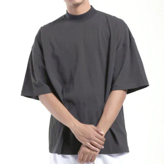 Camiseta masculina oversized de algodão pesado com ajuste quadrado · 1