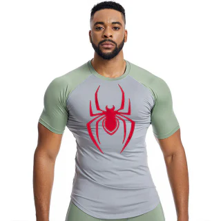 Camiseta ajustada de poliéster/spandex de secado rápido para hombre · 1