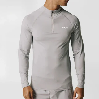 Camiseta masculina de poliéster/elastano de manga comprida com zíper · 1