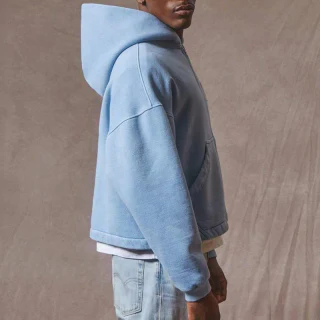 Men's boxy-fit heavyweight acid-wash cotton hoodie · 2