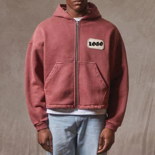 Men's boxy-fit heavyweight acid-wash cotton hoodie · 3