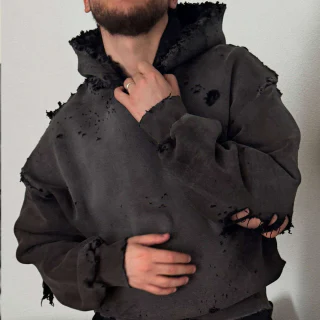 Men's heavyweight acid-wash hoodie · 3