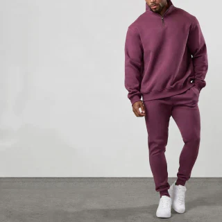 Sudadera de hombre de algodón/poliéster con cremallera corta · 2