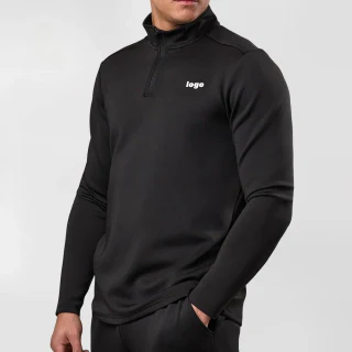 Men's quarter-zip long-sleeve polyester shirt · 1