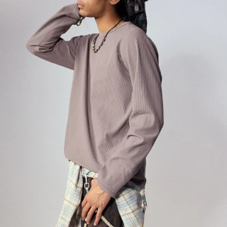 Quick-dry waffle-knit long-sleeve T-shirt · 3