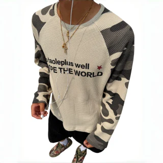 Men's waffle-knit long-sleeve T-shirt · 1