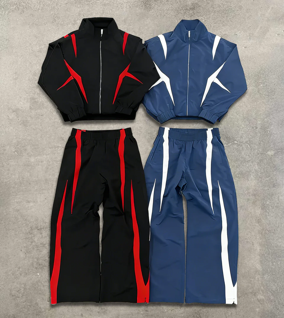 Oversized lightweight zip-up nylon tracksuit