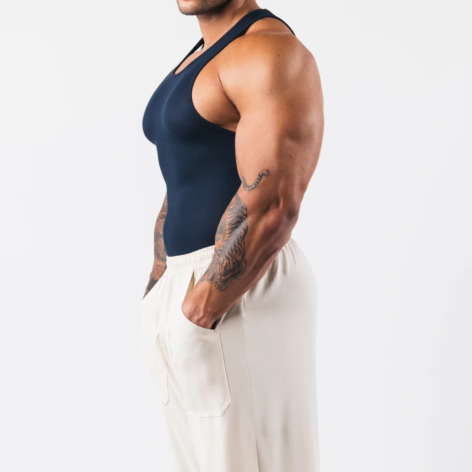 Men's slim-fit cotton/spandex tank top · 3