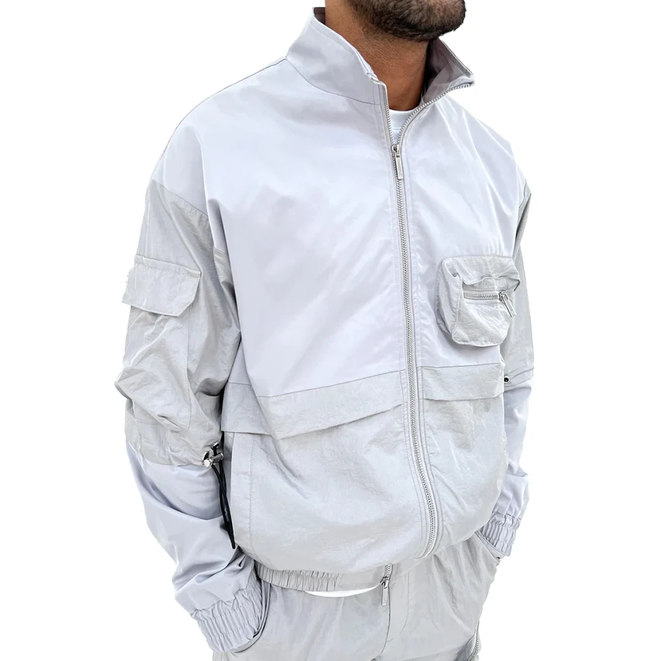 Men's zip-up cargo polyester joggers