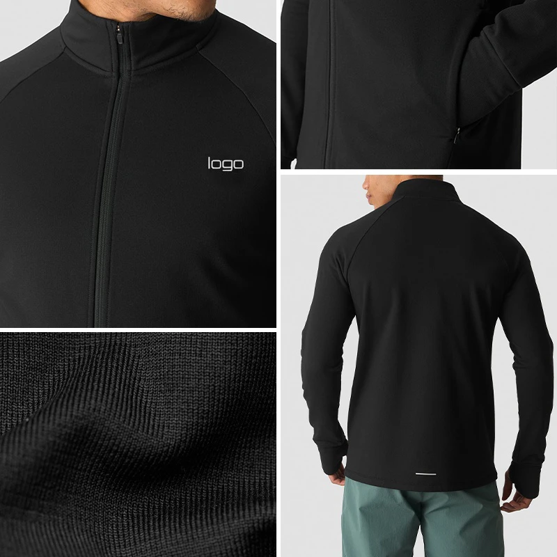 Men's zip-up long-sleeve polyester/spandex jacket · 3