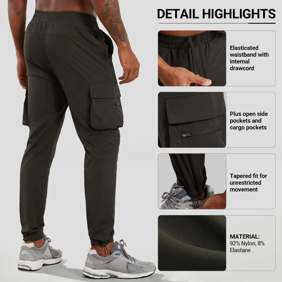 Joggers cargo ligeros de nailon para hombre · 2