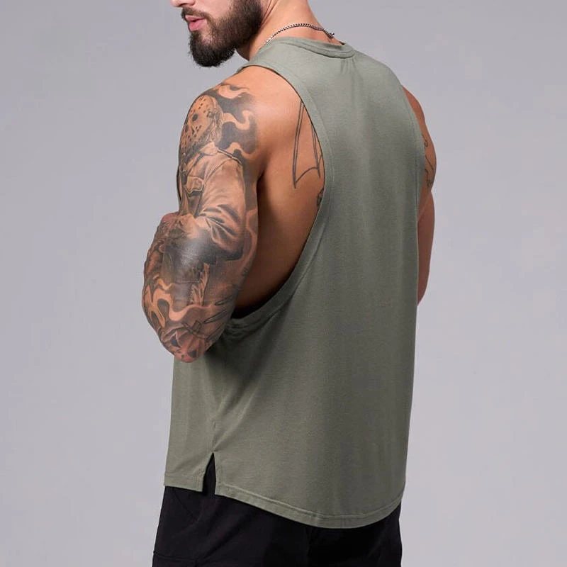 Camiseta sin mangas de secado rápido de poliéster/spandex para hombre · 3