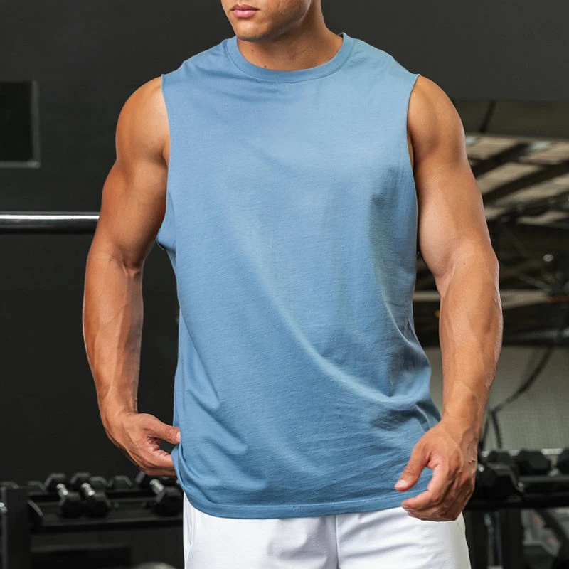 Schnell trocknendes Herren-Tanktop aus Baumwolle mit Rundhalsausschnitt · 2