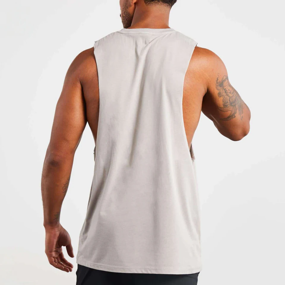 Kundenspezifisches, atmungsaktives Gym-Tanktop aus athletischem Baumwoll-Spandex im Großhandel für Herren · 3
